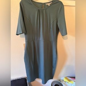 Grayish green form fitting work dress